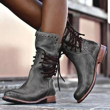 Zinnia | Mid Height Lace Up Boots with Non Slip Sole