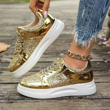 Isolde | Glitter Trainers with Chunky Sole and Padded Insole
