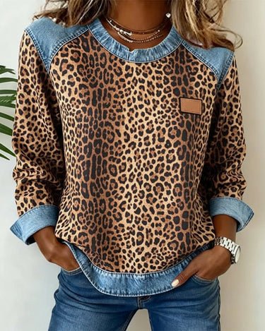 Theodora | Leopard Print Sweatshirt with Round Neck