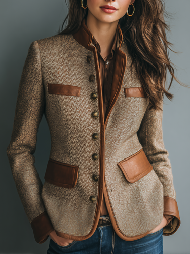 Ianthe | Tweed Inspired Vintage Jacket With Trim And Pockets