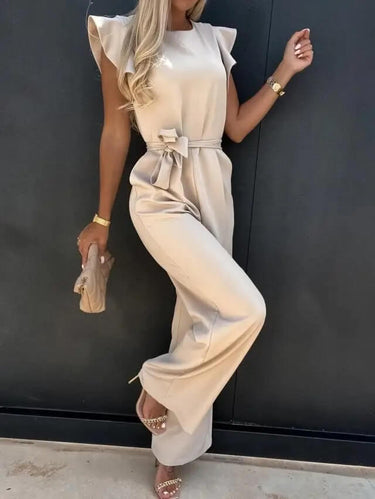 One-Shoulder Satin Jumpsuit – Floor-Length Wide-Leg Formal Jumpsuit