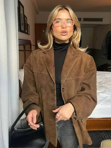 Blythe | Soft Suede Jacket With Relaxed Fit And Zips