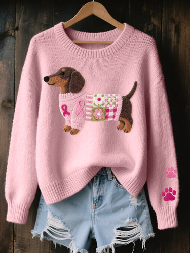 Lavinia | Knitted Jumper with Embroidered Dog Motif