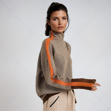 Delphine | Striped Roll Neck Jumper in Soft Knit
