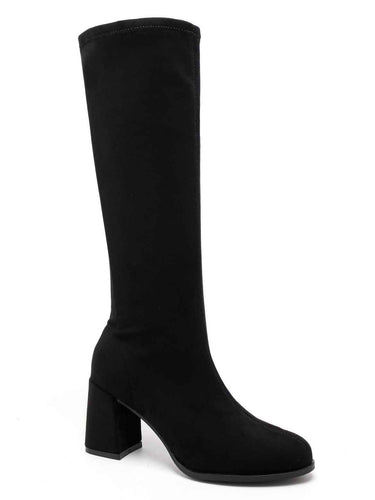 Rowena | Suede Look Boots with Block Heel and Zip