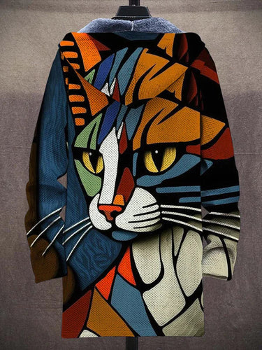 Willa | Colourful Cat Print Hooded Jacket in a Relaxed Fit
