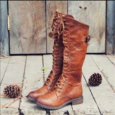 Xanthe | Knee-High Lace-Up Leather Boots