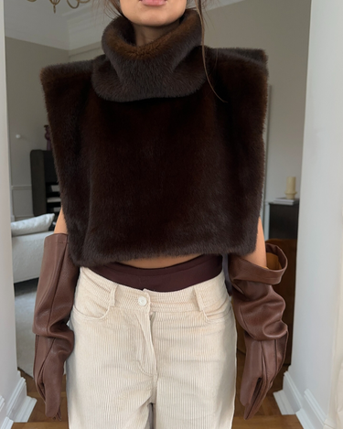 Faux Fur Turtleneck Vest – Plush Sculptural Winter Gilet