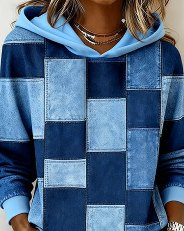 Marguerite | Checked Cotton Blend Hoodie with Long Sleeves
