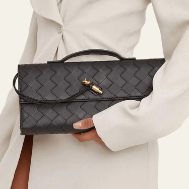 Elowen | Woven Vegan Leather Clutch With Detachable Strap