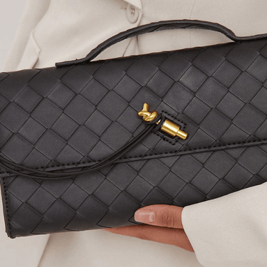 Elowen | Woven Vegan Leather Clutch With Detachable Strap