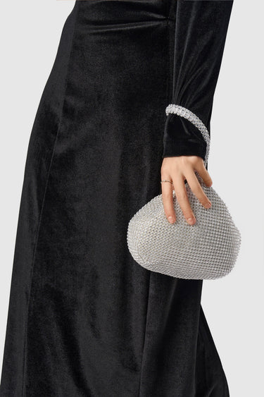 Sorrel | Crystal Rhinestone Satin Mini Bag With Zip Closure