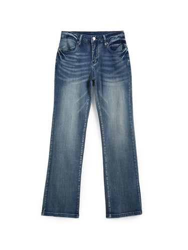 High Waist Flare Jeans – Stretch Washed Denim Flared Jeans