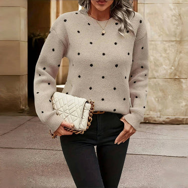 Margot | Polka Dot Knitted Jumper With Round Neck