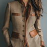 Ianthe | Tweed Inspired Vintage Jacket With Trim And Pockets