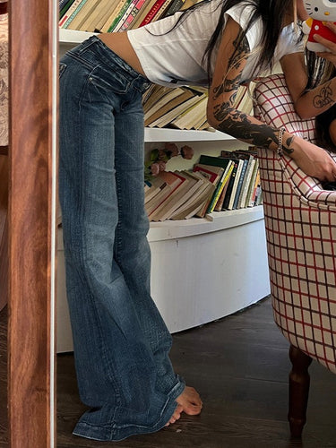 High Waist Flare Jeans – Stretch Washed Denim Flared Jeans