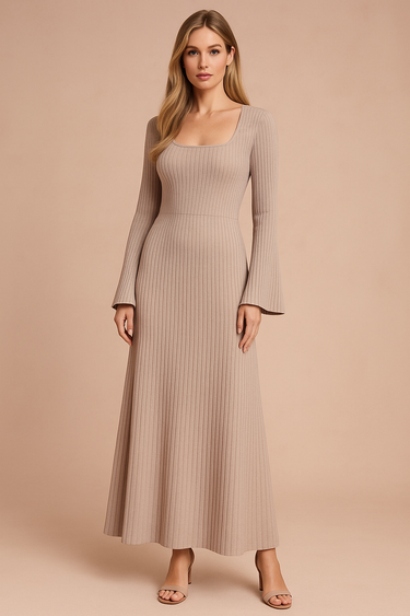 Soft Knit Puff Sleeve Long Sleeve Sweater Mini Dress
