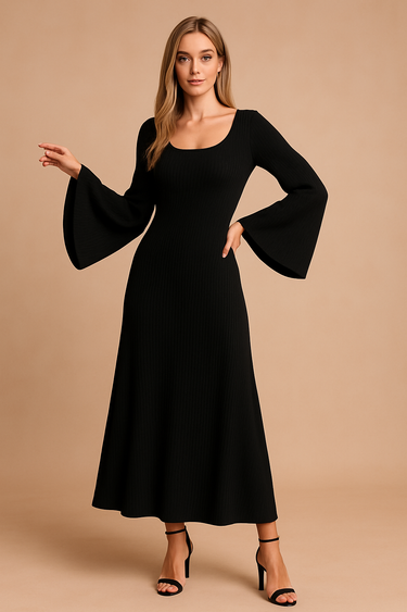 Soft Knit Puff Sleeve Long Sleeve Sweater Mini Dress