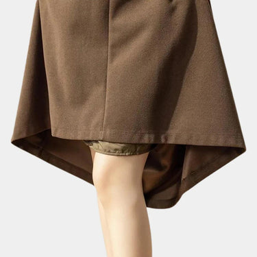 Pleated Wool Maxi Skirt – High-Waisted A-Line Stretch Skirt