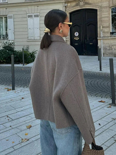 Boxy Cropped Wool Coat – Oversized Short Winter Jacket