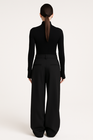 Asymmetric Overlay Trousers – Draped Dual-Button Tailored Trousers