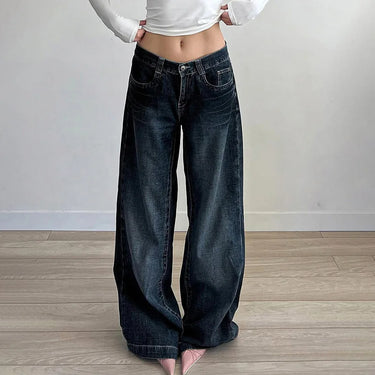 Low-Rise Wide-Leg Baggy Jeans – Retro Streetwear Denim Jeans
