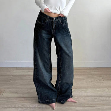 Low-Rise Wide-Leg Baggy Jeans – Retro Streetwear Denim Jeans
