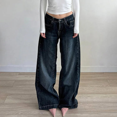 Low-Rise Wide-Leg Baggy Jeans – Retro Streetwear Denim Jeans