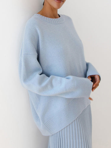 Oversized Crewneck Knit Sweater – Relaxed One-Size Jumper