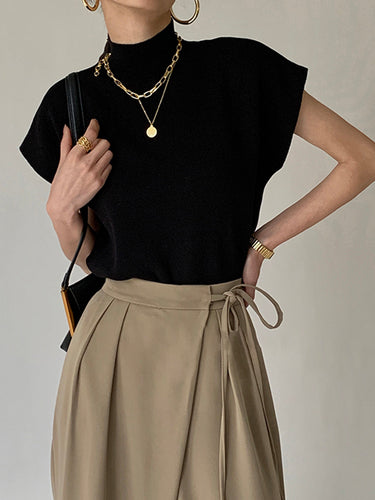 Knit Sweater Vest – Sleeveless Mock Neck Pullover Vest