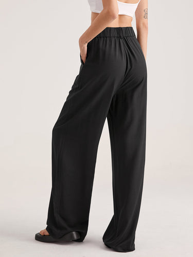 High-Waisted Wide-Leg Trousers – Pleat Front Relaxed Smart Trousers