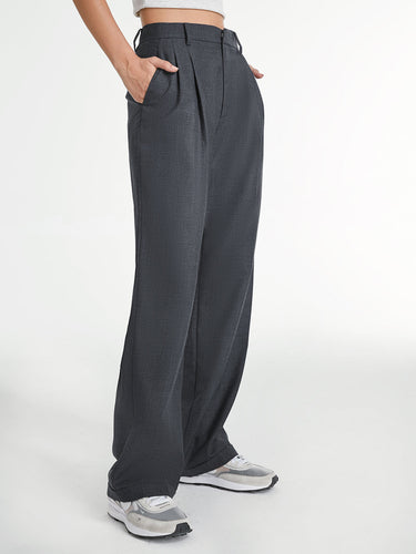 Straight-Leg Tailored Trousers – Pleated Dress Trousers for Women