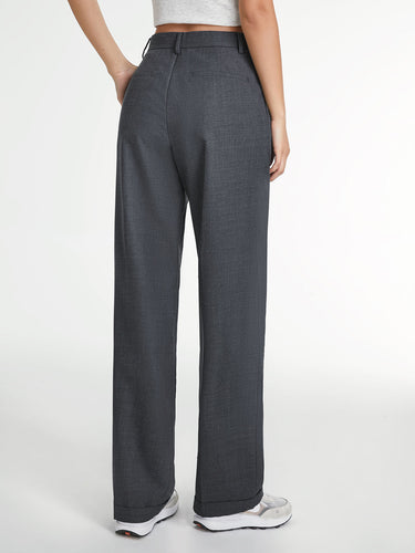 Straight-Leg Tailored Trousers – Pleated Dress Trousers for Women