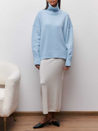 Oversized Turtleneck Sweater – Slouchy Chunky Rib Jumper