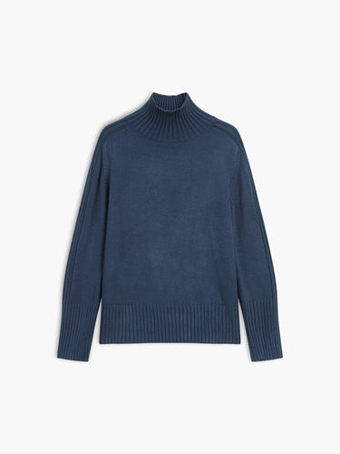 Ribbed Mock Neck Sweater – Chunky Texture Knit Jumper