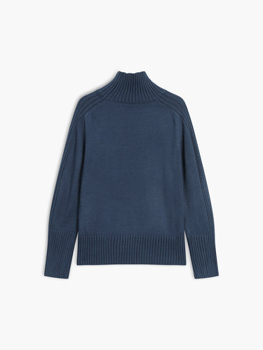 Ribbed Mock Neck Sweater – Chunky Texture Knit Jumper