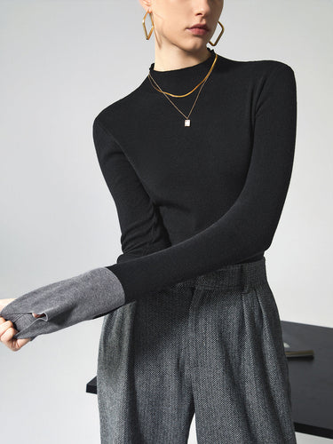 Contrast Cuff Knit Sweater – Colourblock Sleeve Jumper