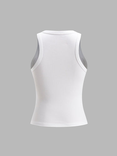 Ribbed Crop Tank Top – High Neck Fitted Cropped Sleeveless Top
