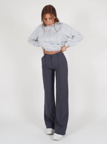 Wide-Leg High-Waisted Trousers – Front Seam Tailored Smart Trousers