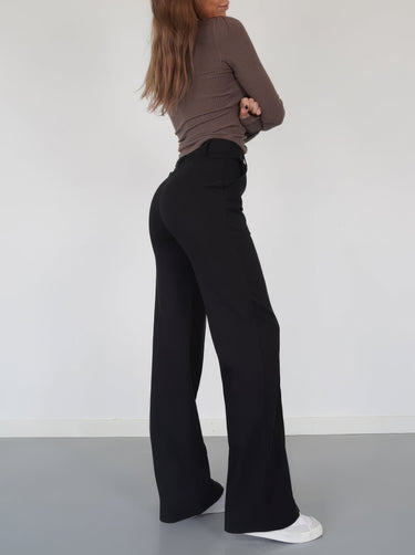 Wide-Leg High-Waisted Trousers – Front Seam Tailored Smart Trousers
