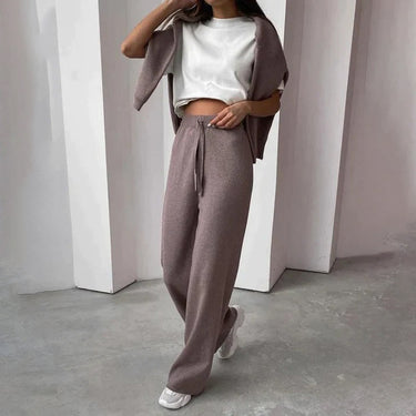 Mauve Knit Lounge Set – Turtleneck Sweater and Drawstring Trouser Co-Ord