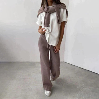 Mauve Knit Lounge Set – Turtleneck Sweater and Drawstring Trouser Co-Ord