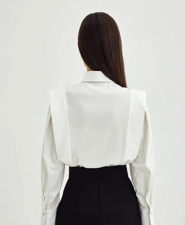 White Cotton Blouse – Crisp Tailored Button-Down Shirt