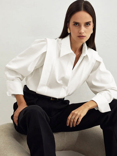 White Cotton Blouse – Crisp Tailored Button-Down Shirt