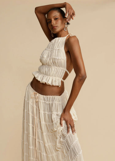 Halter Maxi Set – Ruffle Top and Flowy Maxi Skirt Co-Ord