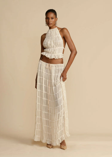 Halter Maxi Set – Ruffle Top and Flowy Maxi Skirt Co-Ord