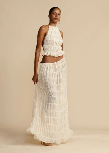 Halter Maxi Set – Ruffle Top and Flowy Maxi Skirt Co-Ord
