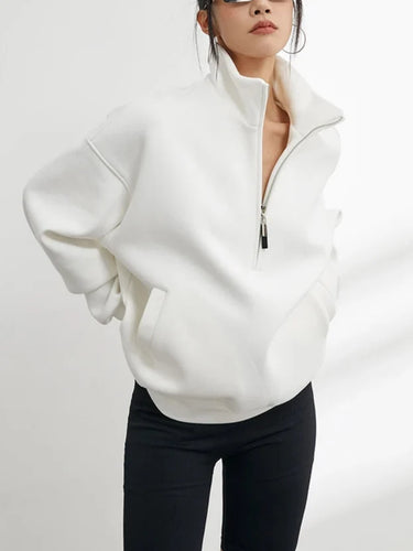 Oversized Half-Zip Hoodie – Sporty Pullover Sweatshirt