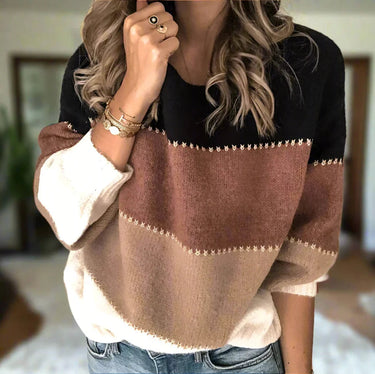 Striped Knit Pullover Sweater – Chic Colourblock Jumper