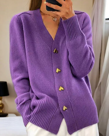 V-Neck Cardigan Sweater – Soft Knit Button Front Cardi